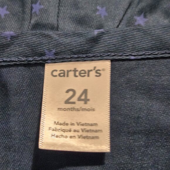 NWT | Carter's Baby Toddler Girl Navy Blue Star Print Peplum Blouse Shirt Top - Picture 4 of 4